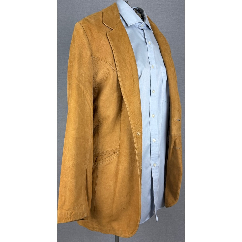 Vintage Sears The Leather Shop Tan Suede Western Blazer Sport Coat 38L 40 Reg